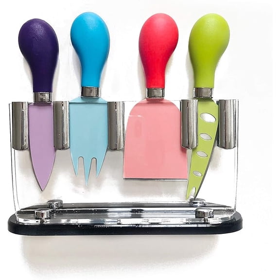 Non-Stick Cheese Knife - Set of 4 | Includes Serving Fork, Parmesan, Hard and Soft Cheese Knife - From Jean Patrique