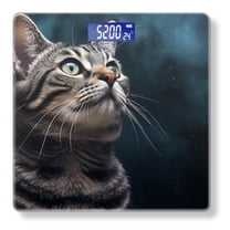 Bathroom Scale, Highly Accurate Digital Body Scale,Precisely Measures Weight up to 400 lbs-Silver Tabby American Shorthair Cat Gazing Up At The Night
