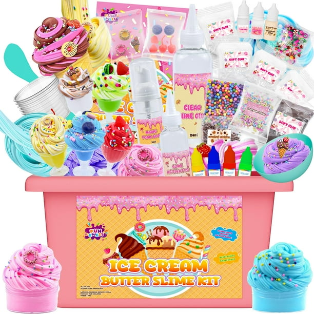 Slime Kit Funewest Mini Ice Cream Fluffy Butter para niñas de 8 a 12 años