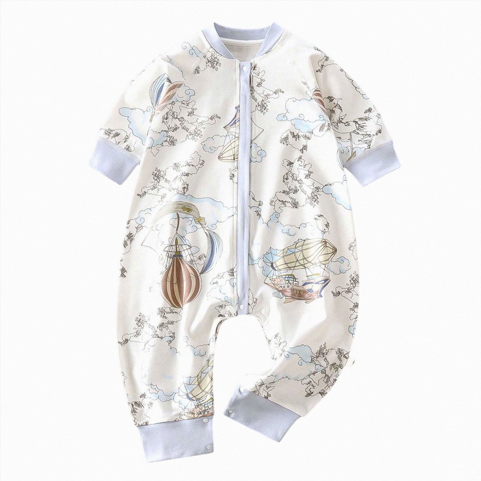 Newborn Baby Bodysuit for 6-12 Months Baby Jumpsuit Casual Sleeping Bag for Infant Fall Winter Clothing for Crawling Blue