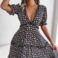 thumbnail image 1 of Vestido De Mujer Primavera Verano Vestido de dama Elegante vestido floral para fiesta navideña (Negro M) Cgtredaw Para estrenar, 1 of 1