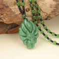 thumbnail image 1 of Colgante de zorro de cristal natural, collar de zorro de nueve colas de obsidiana, imitación de jade, cadena de suéter larga para hombre y mujer, combina con todo, otoño e invierno., 1 of 6