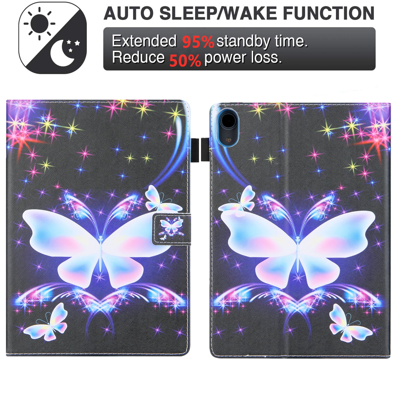 Allytechgroup Stunning iPad Air 11 Case 2024, Apple iPad Air 11 Inch Cover Case, Stylish Pattern Shockproof Bumper with Multi Angle Stand, Pencil Holder and Card Slots,Butterfly