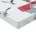 thumbnail image 2 of Ambesonne Lighthouse Fitted Sheet 2 Pcs Set, Seagulls Beach Sea, Full, Red Grey White, 2 of 3