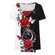 thumbnail image 5 of Tops Cortos para las Mujeres Impreso Cuello de Gran Tamaño Plisado Manga Corta Suelta Superior en Tamaños Más L-5xl, 5 of 9