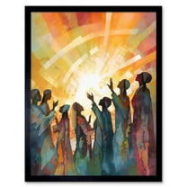 Group Singing Hymns at Sunrise Abstract Female Gospel Choir Modern Watercolour Painting Art Print Framed Poster Wall Decor 12x16 inch