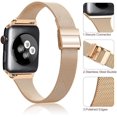thumbnail image 2 of ALMNVO Slim Milanese Loop Stainless Steel Metal Mesh Band Compatible with Apple Watch Bands 40mm 38mm 41mm 45mm 44mm Ultra 49mm 42mm Magnet Replacement iWatch Series 8 7 6 5 4 3 SE Champagne Gold, 2 of 9