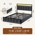 thumbnail image 4 of GUNAITO Full Bed Frame with Headboard, Platform Bed with 2 Drawers, Velvet Upholstered Bed Frame with LED Lights & Charging station，Dark Grey, 4 of 11