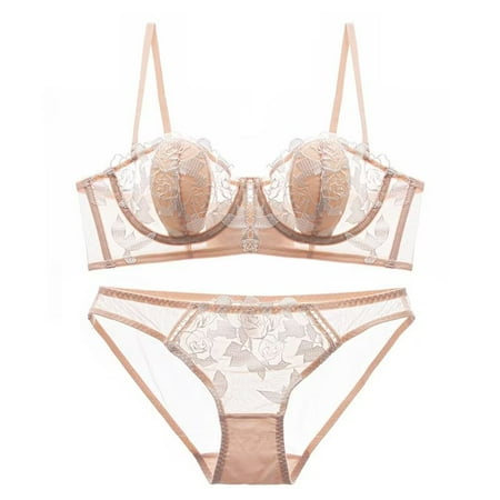 

Women s Bra and Panties Sets Sexy See Through Breathable Flower Embroidery Lace Bra Underwear