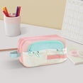 thumbnail image 2 of Pink Large Capacity Multi Layer Pencil Case For Students Office With Color Block Design Fabric Storage Bag 8.3X6.7X2.7 Inch Pink, 2 of 7