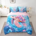 thumbnail image 2 of Homewish Pink Sea Turtle Bedding Comforter Set 7pcs for Kid, Dreamy Groovy Flower King Bedding Sets, Blue Ocean Theme Reversible Bed Sheets, Luxury Bedroom Decor, 2 of 7