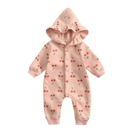 

Baby Girls Bodysuit Cartoon Printed Long Sleeve Cute Cherry Pattern Thicken Newborn Kids Children Cartoon Fashion Outwear Streetwear Spring Summer Rompers Jumpsuits