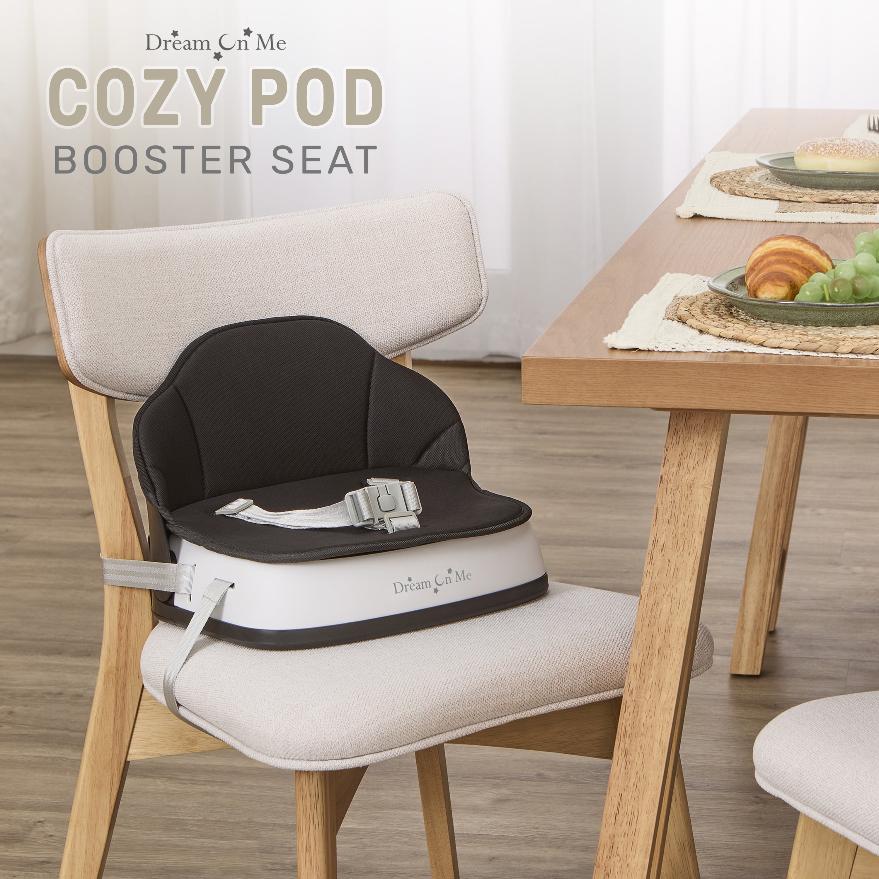 Dream On Me Cozy Pod Booster Seat with Removable Cover, Black