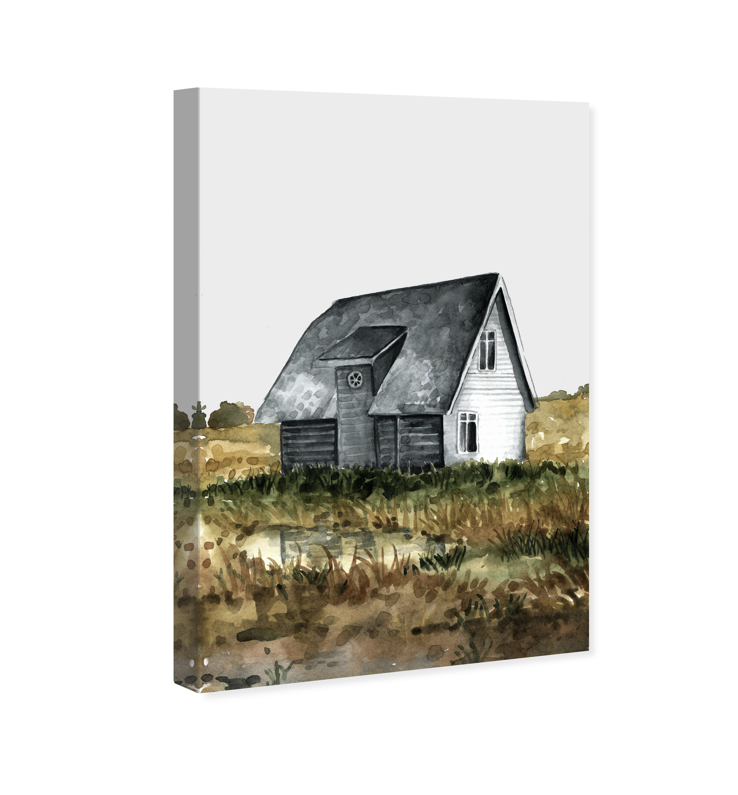 Farm House Architecture and Buildings Wall Art Print Gray 16x24