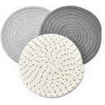 thumbnail image 4 of Panxico Placemat Kitchen Essentials 3pc Cotton Rope Woven Meal Mat Circular Cotton Thread Woven Cup Mat Sand Pot Mat Kitchen Table Thickened Insulation Mat Grey, 4 of 9