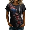 thumbnail image 2 of Conairie Patriotic T Shirts For Women Loose Crew Neck Short Sleeve 4th of July Shirt With Butterfly Print Summer Trendy Casual Tops Black XL, 2 of 4