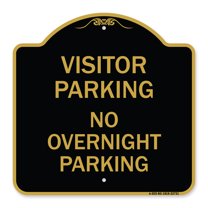 SignMission A-DES-BG-1818-22731 18 x 18 in. Designer Series Sign - Visitor Parking No Overnight Parking, Black & Gold