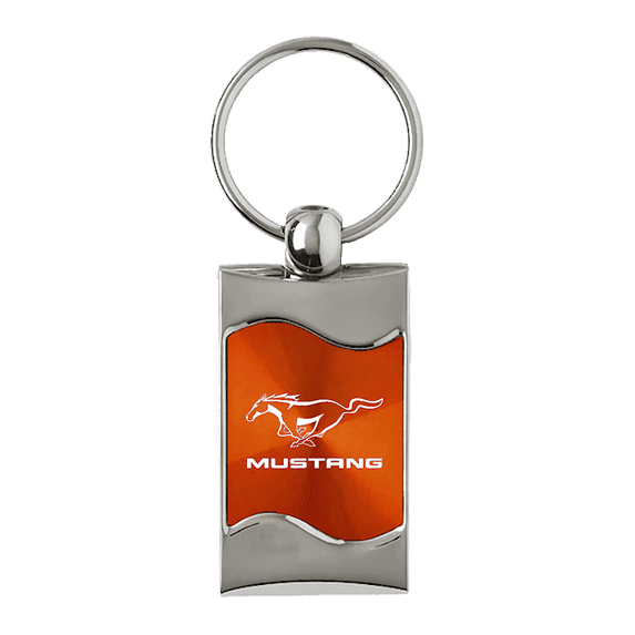 Au-TOMOTIVE GOLD Mustang Rectangular Wave Orange Key Fob