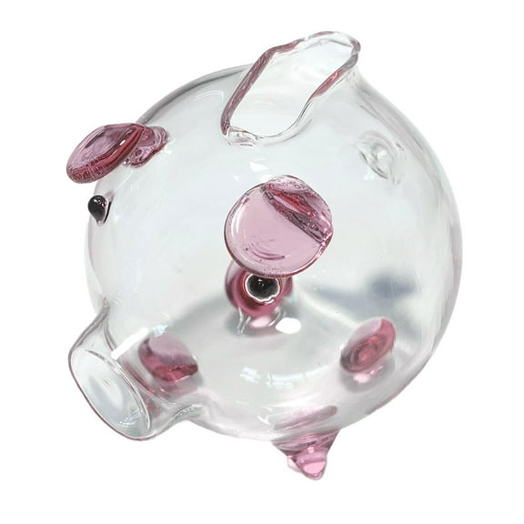 WLPZXP Clear Glass Pig Piggy Bank Pig Sculpture Storage Bottle Money Bank for Kids Gift