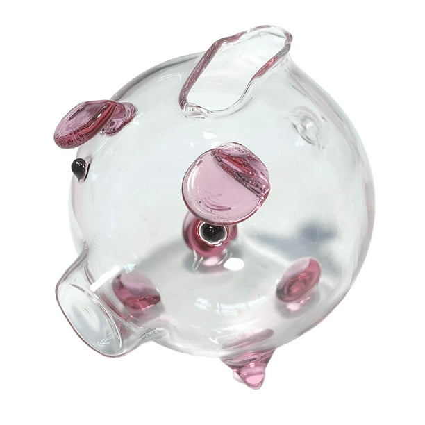 Decoraciones de mesa de cristal transparente de la alcancía del cerdo, caja del ahorro del dinero del banco del ahorro para los niños