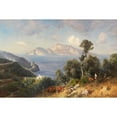 thumbnail image 2 of Ascan Lutteroth 24x17 Gold Ornate Framed and Double Matted Museum Art Print Titled - Italian Coastal Landscape with a View of Capri (1870), 2 of 4