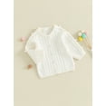 thumbnail image 4 of xiaxaixu Infant Baby Boy Girl Knitting Cardigan, Solid Color Round-Neck Long Sleeve Button Closure Sweater Coat for Autumn, 4 of 9
