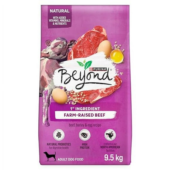 Beyond Simply Natural Dry Dog Food, Farm-Raised Beef, Barley & Free Run Egg - 9.5 kg Bag
