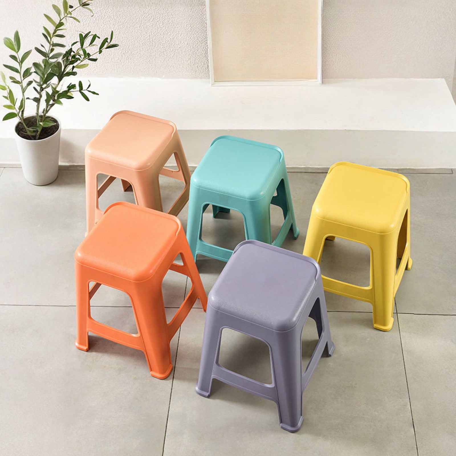 PORKISS 10 Pack Stackable Stools, 18.5 Inch Plastic Classroom Stools, Colorful Nesting Backless Stools for Flexible Seating, School, Home, Office, No Assembly, 350 lbs