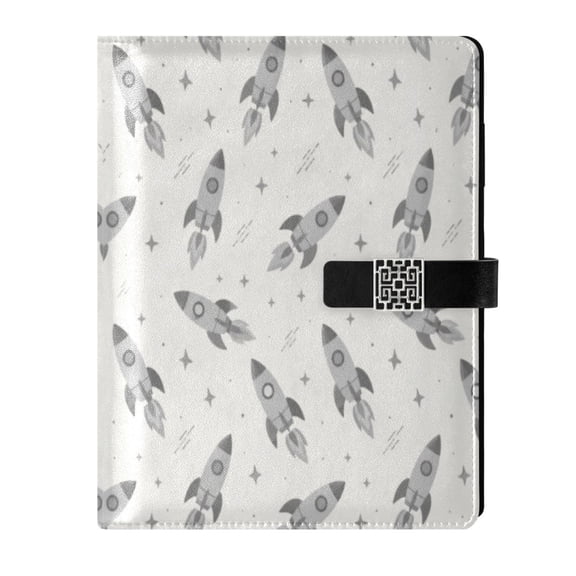 Leather Planner Leather Notebook Notebook Journal Binder Design Pen Pocket Design Convenient for Storage Rocket Star White
