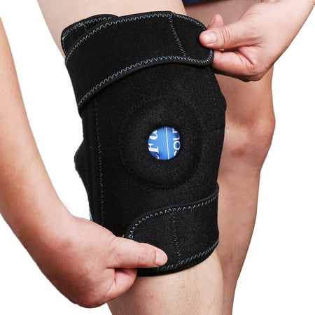 Gel Ice Pack with Knee Support Wrap , Cold Hot Therapy for Injuries, Arthritis, Sprained Pain, (Best Ice Packs For Knee Surgery)