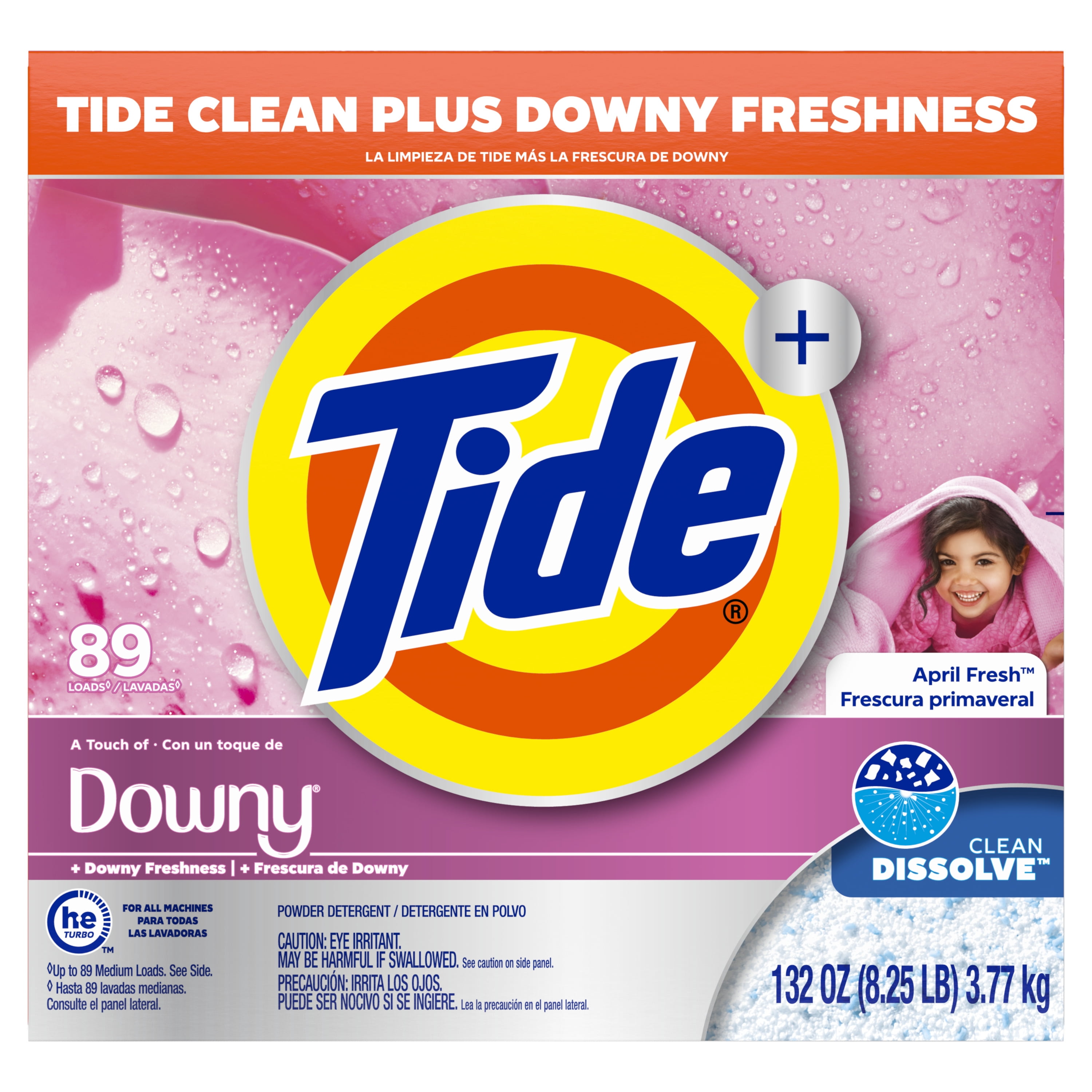 Tide Powder Laundry Detergent, with a Touch of Downy Scent, 89 Loads, 132 oz