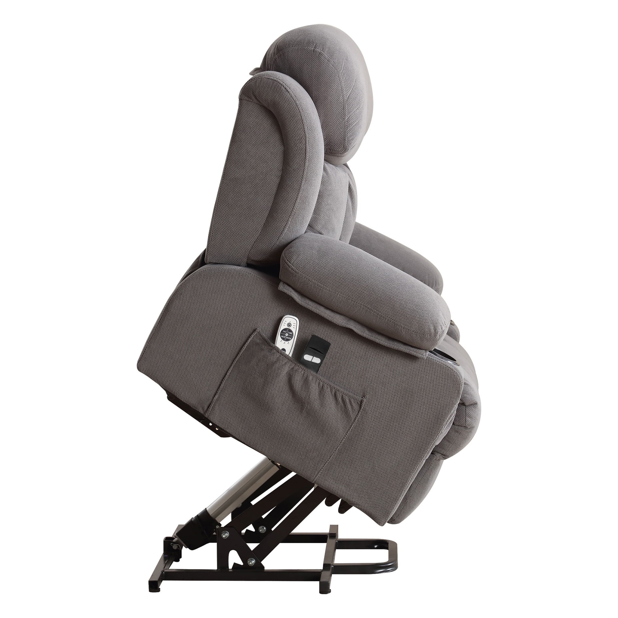 SEGMART Electric Power Lift Recliner Chair, Heavy Duty Classic Fabric Sofa Chair for Elderly, Ergonomic Lounge Single Sofa with Plush Extended Arms and Remote Control, 4 Positions, Grey