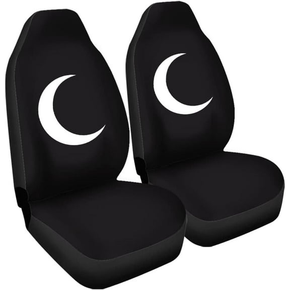 Black Sun and Moon Car Seat Covers Front Seat Full Set of 2 Pack Car Accessories Universal Bucket Seat Cover for Car Sedan Truck 2 Piece