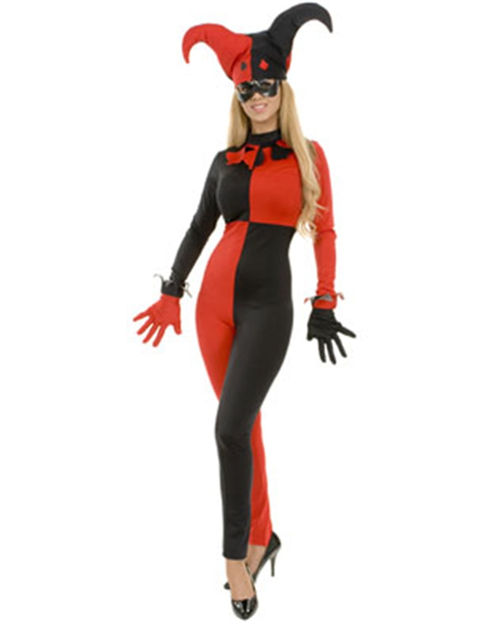 Womens Red \u0026 Black Harley Quinn Style 