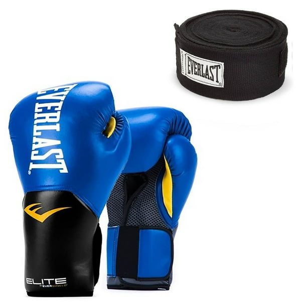 Everlast Blue Elite Pro Style Boxing Gloves 14 ounce & Black 120 Inch