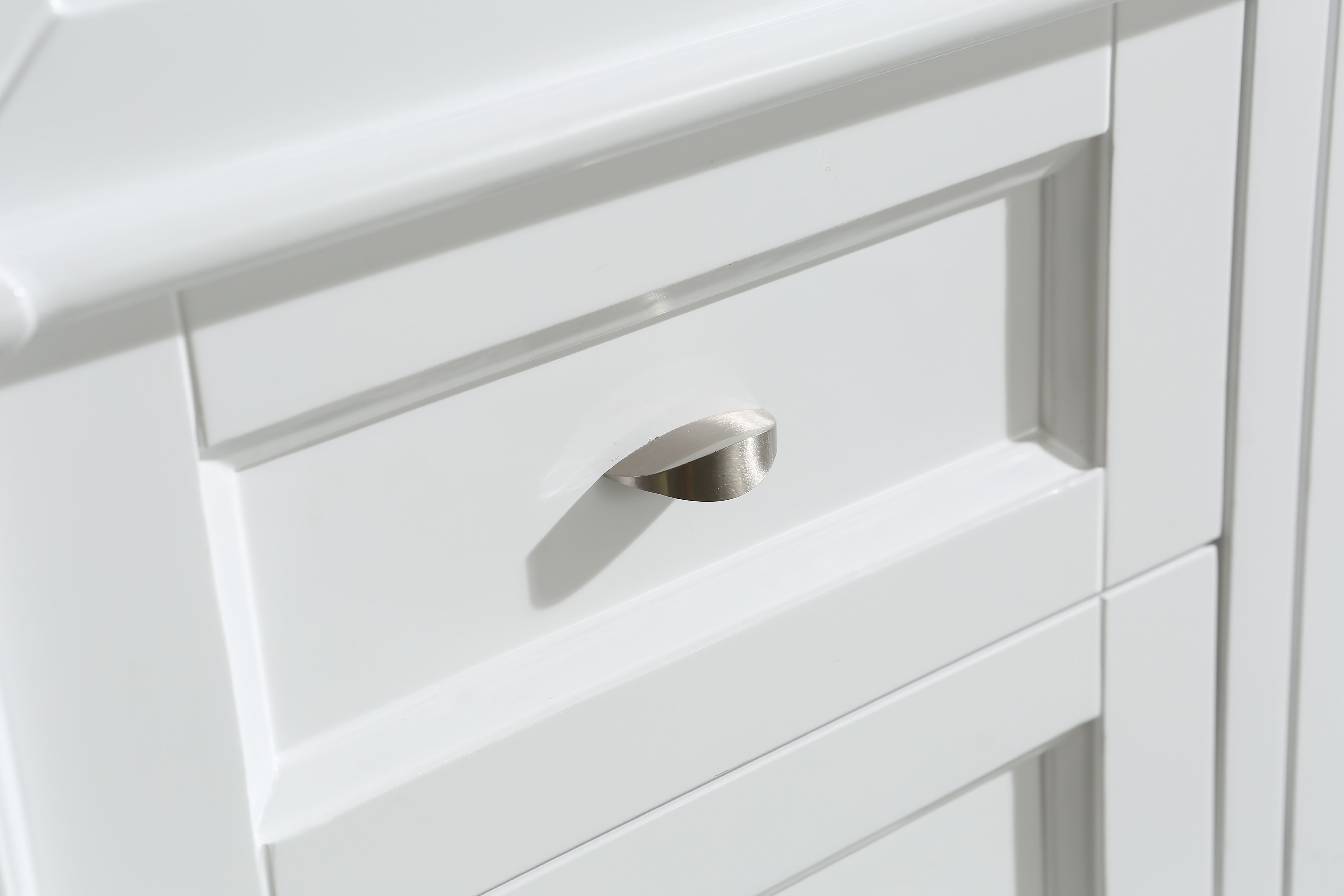 Design Element Hudson 48" Single Sink Bathroom Vanity Set in White with Carrara Marble Top and 65" Linen Tower Cabinet