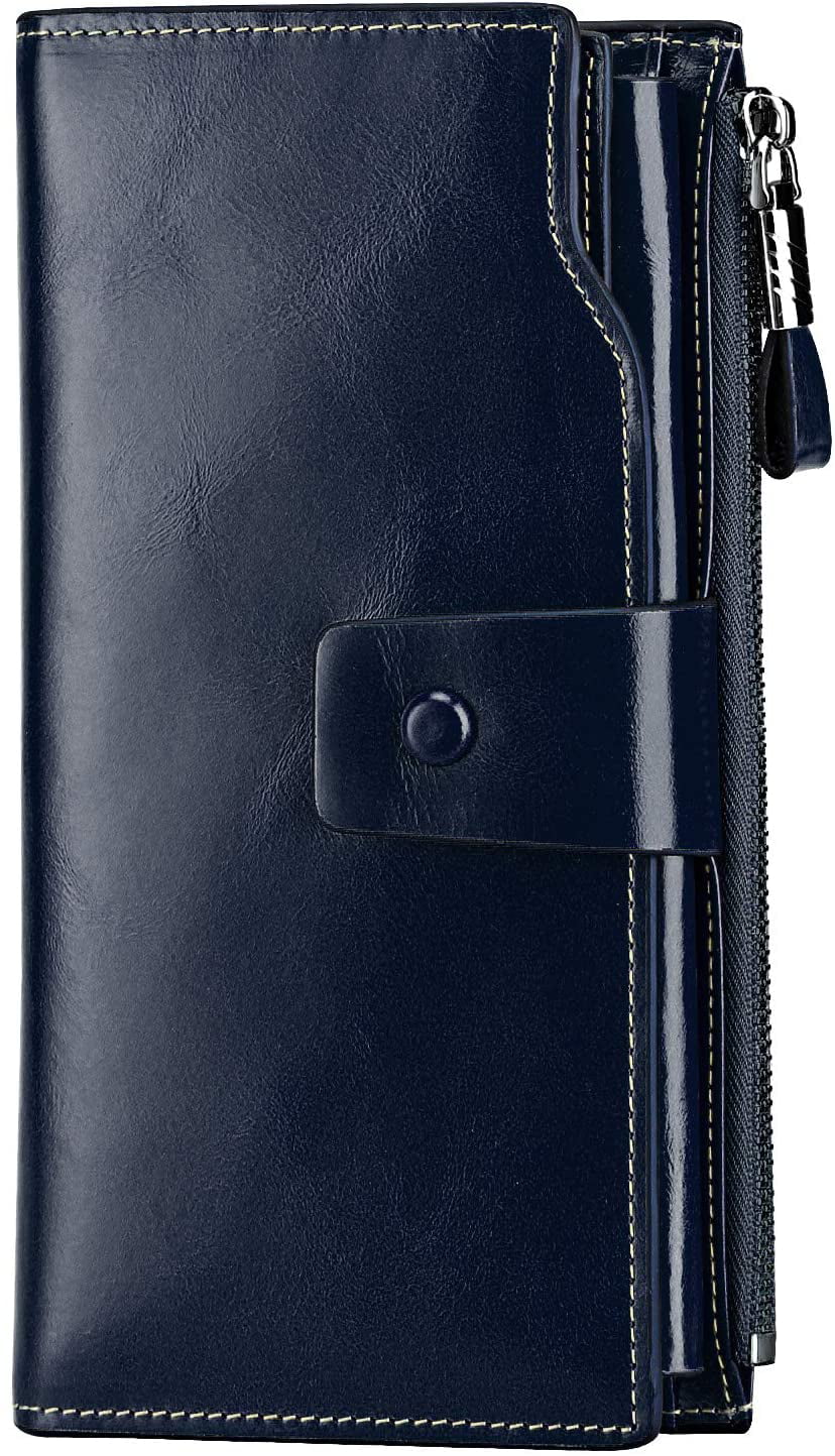Black Women Luxury Genuine Leather Wallet Long Multi Card Organizer Clutch Bag