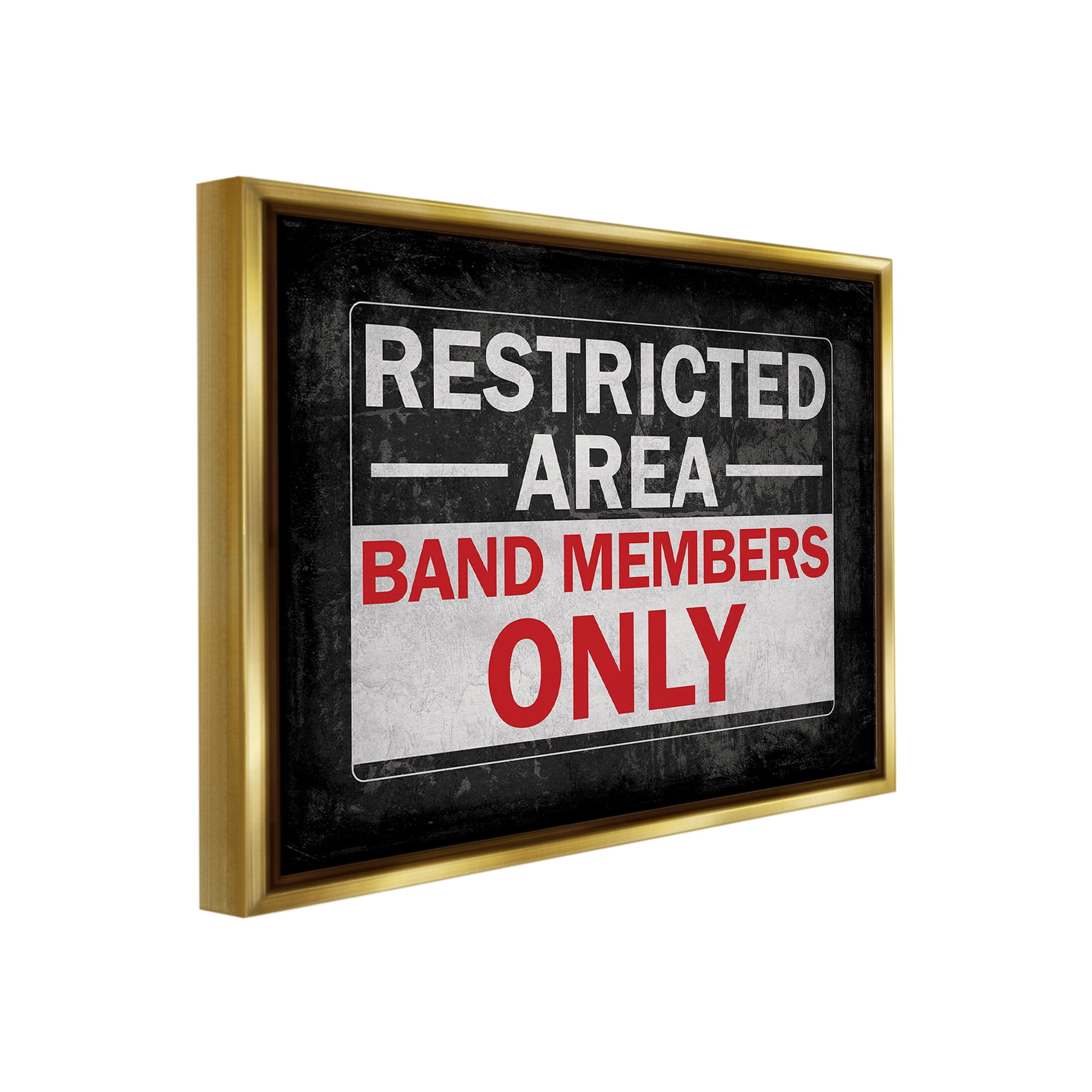 Stupell Industries Band Members Only Typography Painting Gold Floater Framed Canvas Art Print Wall Art, 31 x 25