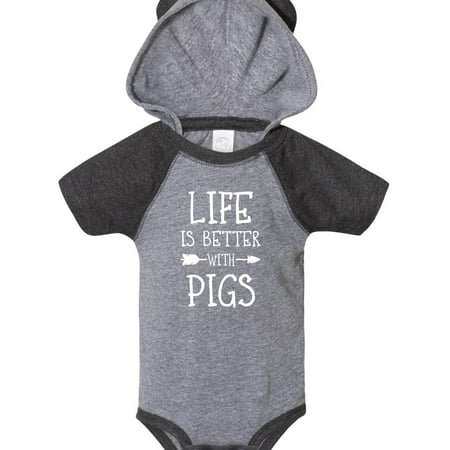 

Inktastic Life s Better with Pigs Gift Baby Boy or Baby Girl Bodysuit