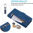 thumbnail image 3 of WillCase Leather Wallet Magnetic Case Shockproof Leather Zipper Flip Cover Credit Card Holder with 9 Card Slots for iPhone 14 Pro (Blue), 3 of 8