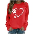 thumbnail image 2 of Fartey Chandail en Molleton de la Saint-Valentin pour Femmes en Liquidation Mode Mignon Imprimé Cœur Col Rond Chandail Décontracté Ample Manches Longues Chandails en Molleton de la Saint-Valentin 2025 Rouge, 2 of 4