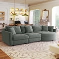 thumbnail image 3 of Harper & Bright Designs L-Shaped Sectional Sofa Set with Curved Chaise and Lounger, 3-Seat Couch with Pillows, Chenille Upholstered Sectional Sofa for Living Room , Grey, 3 of 18
