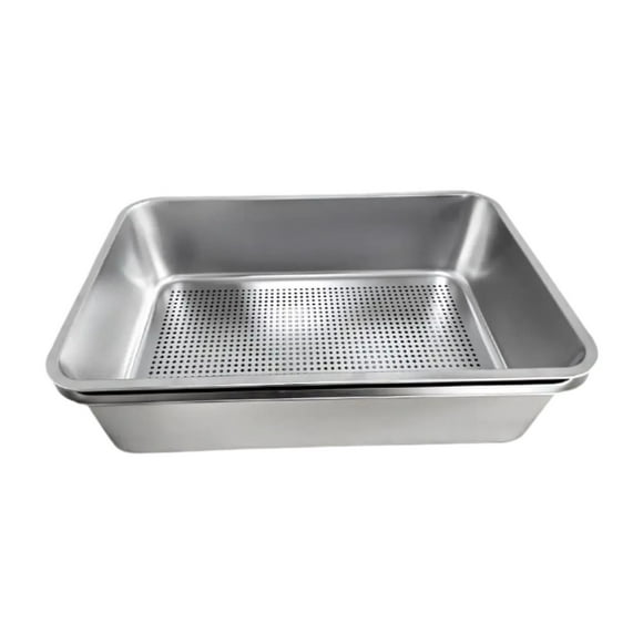 Caja de arena para gatos para gatos interiores de acero inoxidable caja de arena resistente a prueba de arena de gran capacidad Gatito de lámpara de
