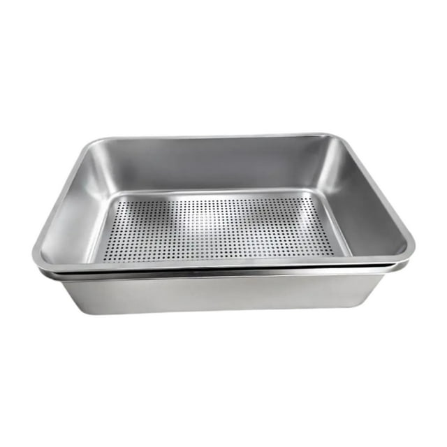 Caja de arena para gatos gatito baño para ir al baño de acero inoxidable suministros para mascotas suministros de cama de cama desmontable para gatos