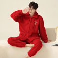 thumbnail image 1 of Pijamas de Navidad para pareja de franela, invierno cálido, cárdigan rojo grande para hombres y mujeres, ropa de casa, ropa de dormir de osos lindos, Pijama de Año Nuevo para parejas, 1 of 4
