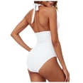 thumbnail image 1 of Huesdet Women's One Piece Swimsuit Ruched Tummy Control Bathing Suits Vintage Retro Push Up Swimwear[White,S], 1 of 7