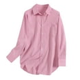 thumbnail image 2 of Silk Blouses Womens Down Shirts For Women Long Sleeve Dress Shirt Collared Blouse Tops Tunics,Pink Women Blending Shirts XL, 2 of 9
