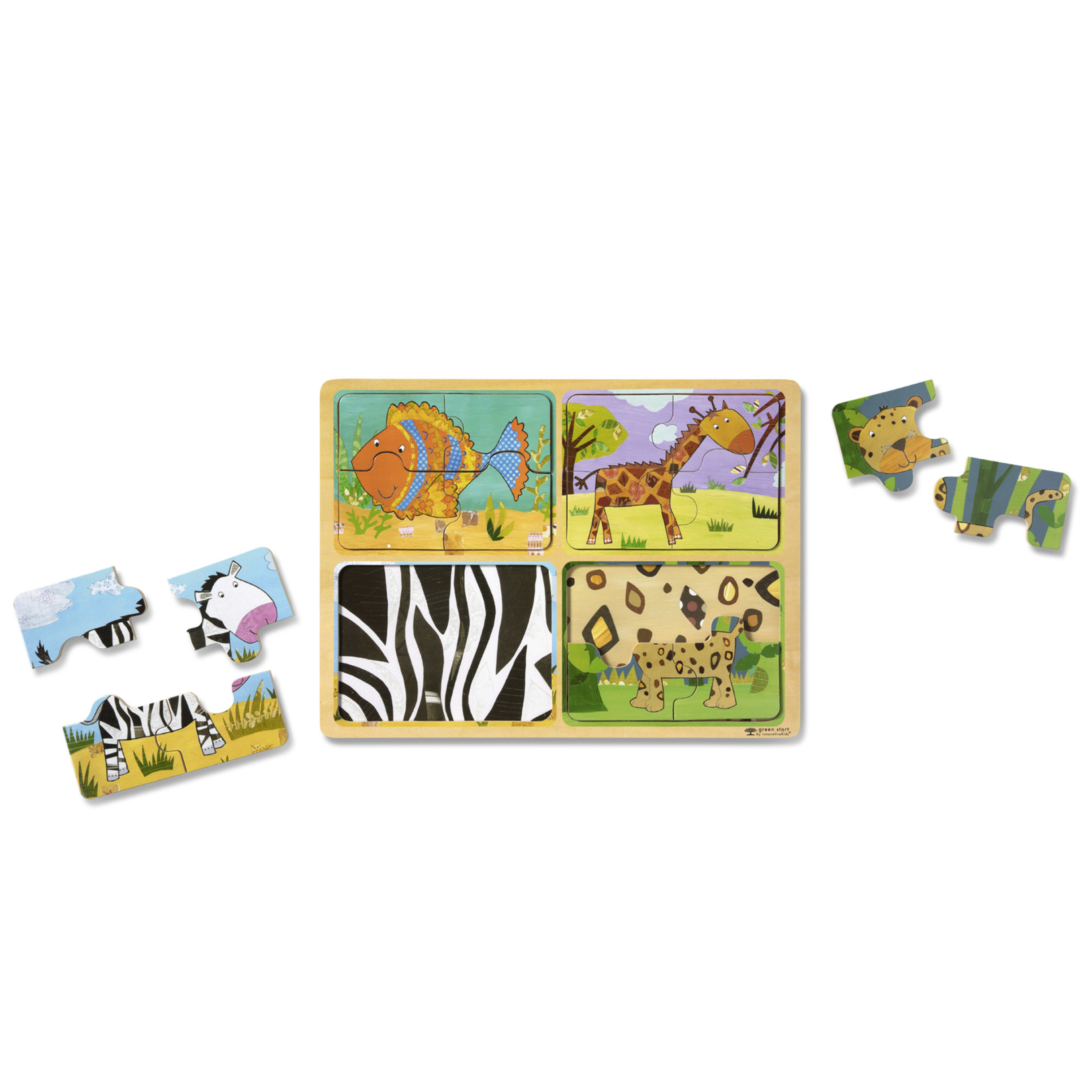 Melissa & Doug Natural Play Wooden Puzzle: Animal Patterns (Four 4-Piece Animal Puzzles) - image 4 of 5