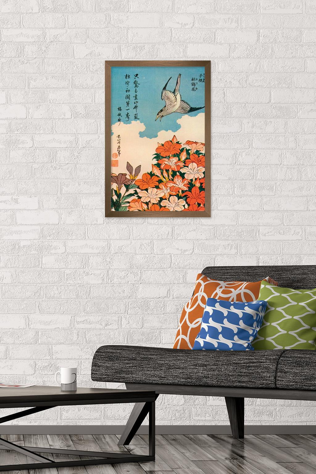 Cuckoo and Azalea by Katsushika Hokusai Wall Poster, 14.725" x 22.375" Framed