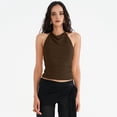 thumbnail image 6 of Women'S Casual Halter Neck Draped Front Open Back Tank Top Brown M, 6 of 8